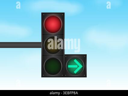 Traffic light against Blue Sky. Vector Illustration. Stock Vector