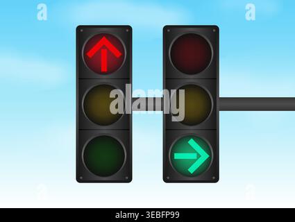 Traffic light against Blue Sky. Vector Illustration. Stock Vector