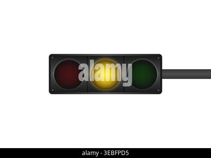 Traffic Light with Yellow Light. Vector Illustration Isolated on White Background. Stock Vector