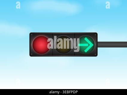 Traffic light against Blue Sky. Vector Illustration. Stock Vector