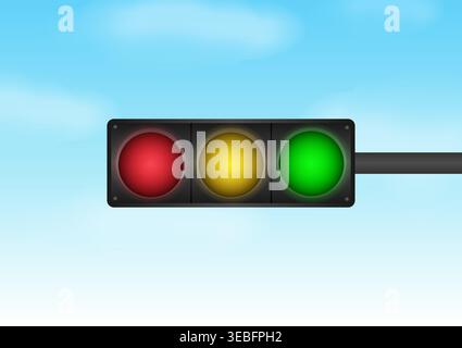 Traffic light against Blue Sky. Vector Illustration. Stock Vector