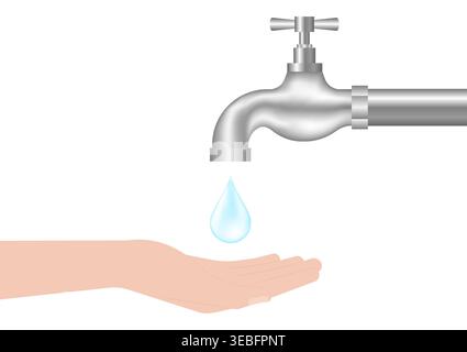Save Water or Water Conservation Concept. World Water Day and Environment day. Vector Illustration. Stock Vector