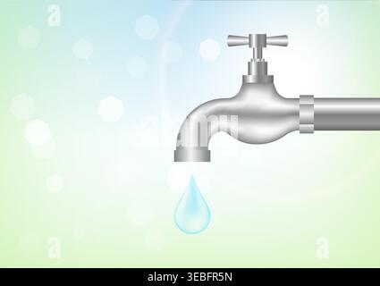 Save Water or Water Conservation Concept. World Water Day and Environment day. Vector Illustration. Stock Vector
