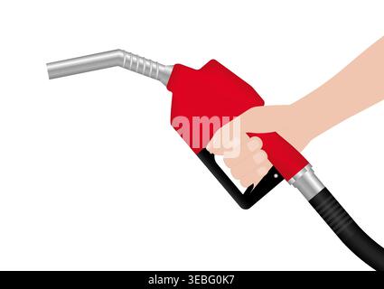 Hand Holding Gas Pump or Fuel Nozzle. Gas Station. Vector Illustration. Stock Vector