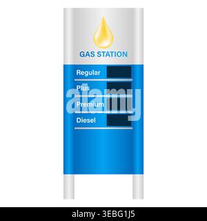 Gas Prices Sign for Gas Station. Vector Illustration Isolated on White Background. Stock Vector