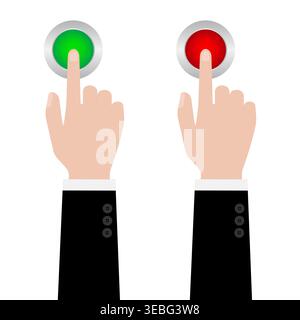 Hand Pressing Button. Hand Click. Vector Illustration Isolated on White Background. Stock Vector