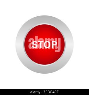 Stop Button. Vector Illustration Isolated on White Background. Stock Vector