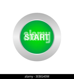 Start Button. Vector Illustration Isolated on White Background. Stock Vector