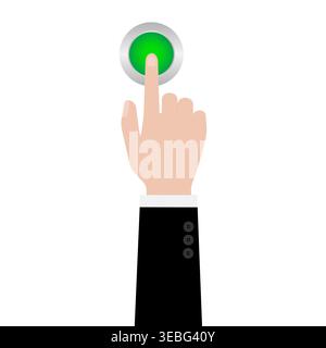 Hand Pressing Button. Hand Click. Vector Illustration Isolated on White Background. Stock Vector
