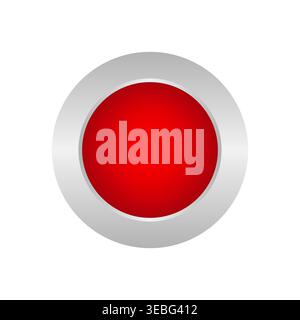 Red Button or Stop Button. Vector Illustration Isolated on White Background. Stock Vector