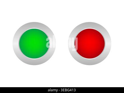 Start and Stop Button. Vector Illustration Isolated on White Background. Stock Vector