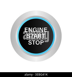 Engine Start and Stop Button. Vector Illustration Isolated on White Background. Stock Vector