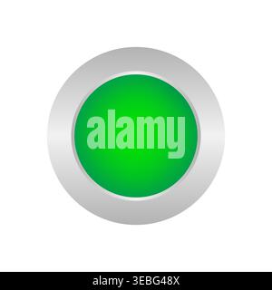 Green Button or Start Button. Vector Illustration Isolated on White Background. Stock Vector