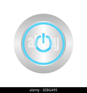 Start Button or Power Button. Vector Illustration Isolated on White Background. Stock Vector
