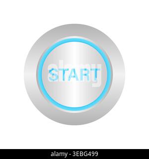 Start Button. Vector Illustration Isolated on White Background. Stock Vector