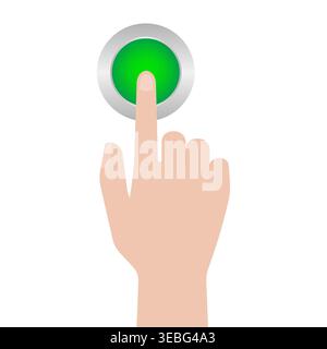 Hand Pressing Button. Hand Click. Vector Illustration Isolated on White Background. Stock Vector