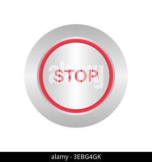 Stop Button. Vector Illustration Isolated on White Background. Stock Vector
