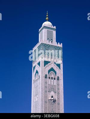 Morocco. Casablanca. Grand Mosque of Hassan II. Minaret. Stock Photo