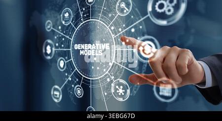 AI Generative Models Workflow with Data Creation Neural Networks Learning Algorithms and Advanced Computing Platforms. Stock Photo