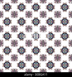 Seamless pattern with geometric butterfly mandalas in vintage style Stock Vector