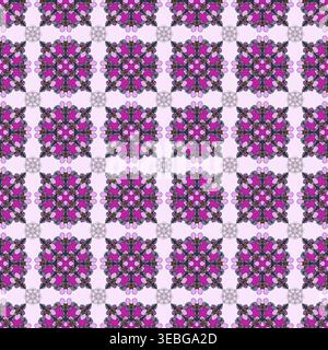 Seamless pattern with geometric butterfly mandalas in vintage style in lilac tones Stock Vector
