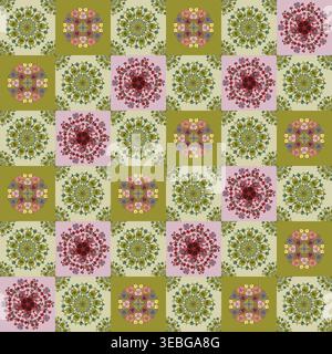 Seamless pattern with decorative mandalas with keys and locks in vintage style Stock Vector