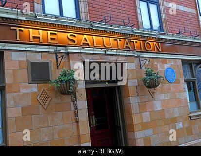 The Salutation, historic Victorian pub in Manchester linked to Charlotte Brontë, pictured on Higher Chatham Street. Stock Photo