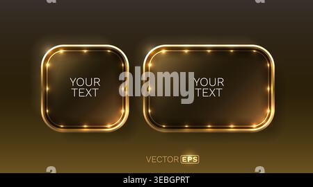 Glowing golden frames with elegant light effect. Perfect for text, banner, advertisement, or luxury promotion. Vector illustration Stock Vector