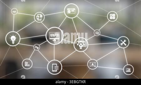 The concept of UX UI design focuses on user experience and interface. This process is essential for creating intuitive applications, enhancing the Stock Photo