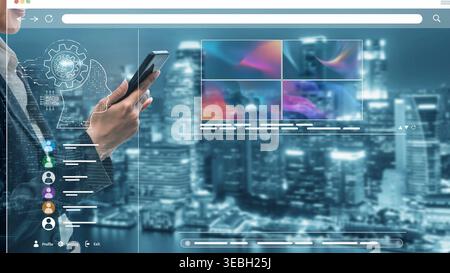 AI image generator interface enables image, AI, and generator process by converting user prompt into visual content using intelligent algorithms Stock Photo