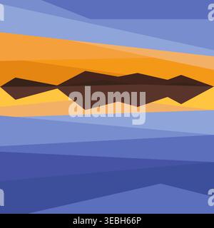 Blue seaside landscape vector illustration. Seaside with mountains. Vector seaside mountains card Stock Vector