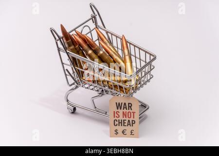Bullets in shopping cart on white background. Stock Photo