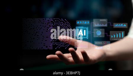 AI data analysis enhances business insights, drives performance, and strengthens strategy with advanced data visualization and predictive analysis Stock Photo