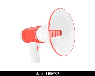 Classic red megaphone on isolated background. Applicable for alert, announcement, advertising illustration. Stock Vector