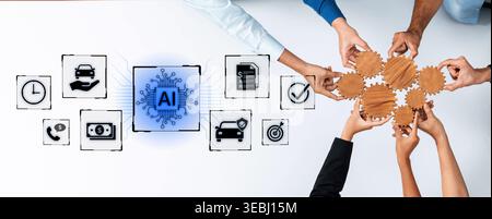 Artificial intelligence automates customer services across finance, insurance and mobility with faster processing and decision support. Corpus Stock Photo