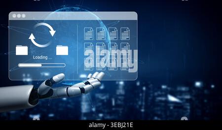 AI automating data synchronization and file management processes, optimizing transfer speed and ensuring seamless backup operations across systems Stock Photo