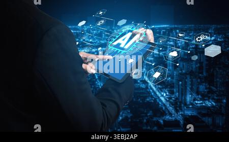 Futuristic Business Concepts Leveraging Artificial Intelligence for Enhanced Decision Making and Innovative Solutions in a Digital World Fluxor. Stock Photo
