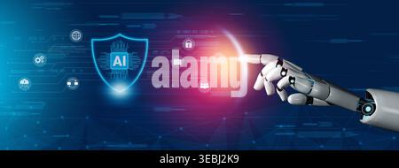 AI assists in designing real-time cybersecurity systems that automate defense mechanisms, detect digital threats, and strengthen secure network Stock Photo