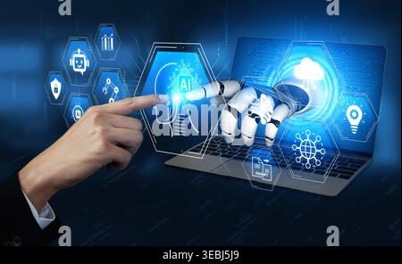 Artificial intelligence use case concept linking analytics, security, cloud services and operations for modern organizations. Corpus Stock Photo