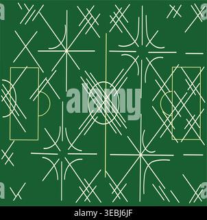 Abstract Geometric Soccer Pattern – Minimalist Football Pitch Lines in Green. Stock Vector