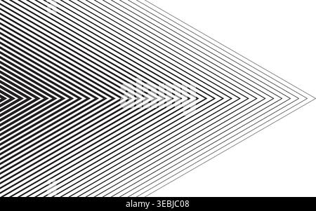 Repeated chevron arrows with different thickness and fade effect. Transition, speed or motion background. Abstract striped geometric print. Dynamic Stock Vector