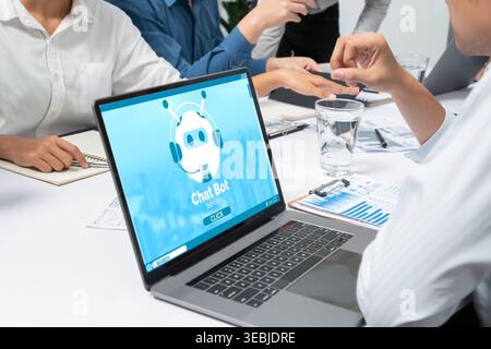 Chatbot software application for brisk online business that automatically reply to customer questions Stock Photo