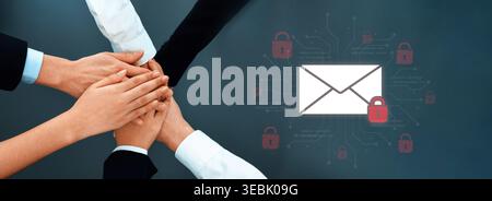Concept of email security and cybersecurity for confidential communication. Message encryption ensures data privacy and protection from unauthorized Stock Photo
