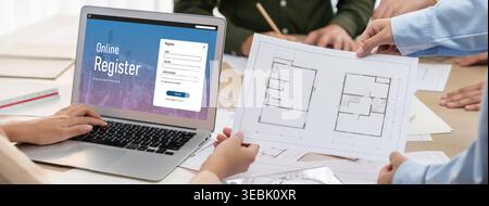 Online registration form for brisk form filling on the internet website Stock Photo