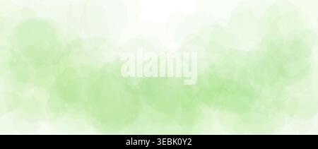 Pastel green watercolor effect background. Soft greenish blurred paint splashes wallpaper for birthday or wedding design. Light wet watercolour gradient texture. Vector organic marble backdrop Stock Vector