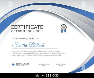 Certificate of achievement and completion template Stock Vector