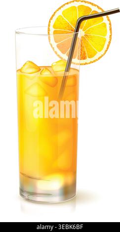 Refreshing Orange Juice in Glass Stock Vector