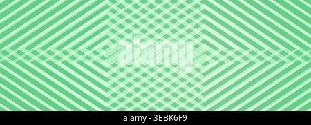 Mint green geometric abstract background with converging diagonal stripes forming central diamond grid, crisp low contrast shadows, modern minimalist Stock Vector