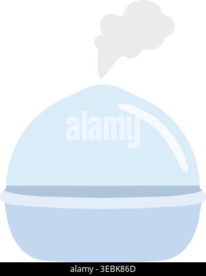 Simple illustration of a round humidifier releasing a soft puff of steam from the top Stock Vector