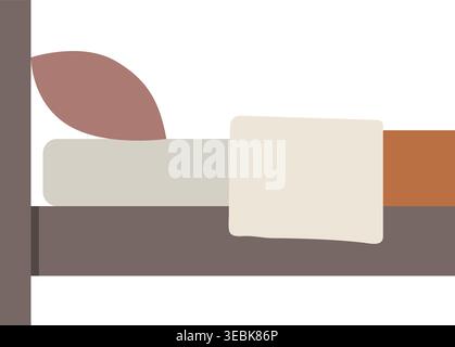 Simple illustration of a massage bed with a pillow and folded blanket placed on top Stock Vector